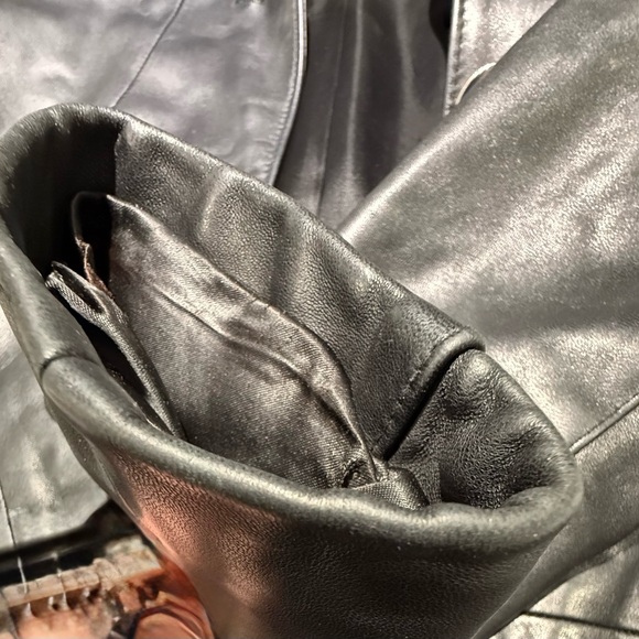 🥳🥳ST. JOHN Marie Grey Collection Leather Coat Jacket, Black - Picture 15 of 16